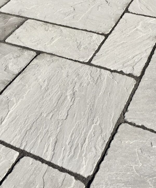 Cottage Grey Tumbled & Brushed Sandstone Paving Slabs | Lowarth Paving